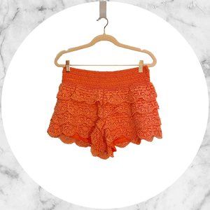 Coral Crotchet Stretch Shorts Size Large